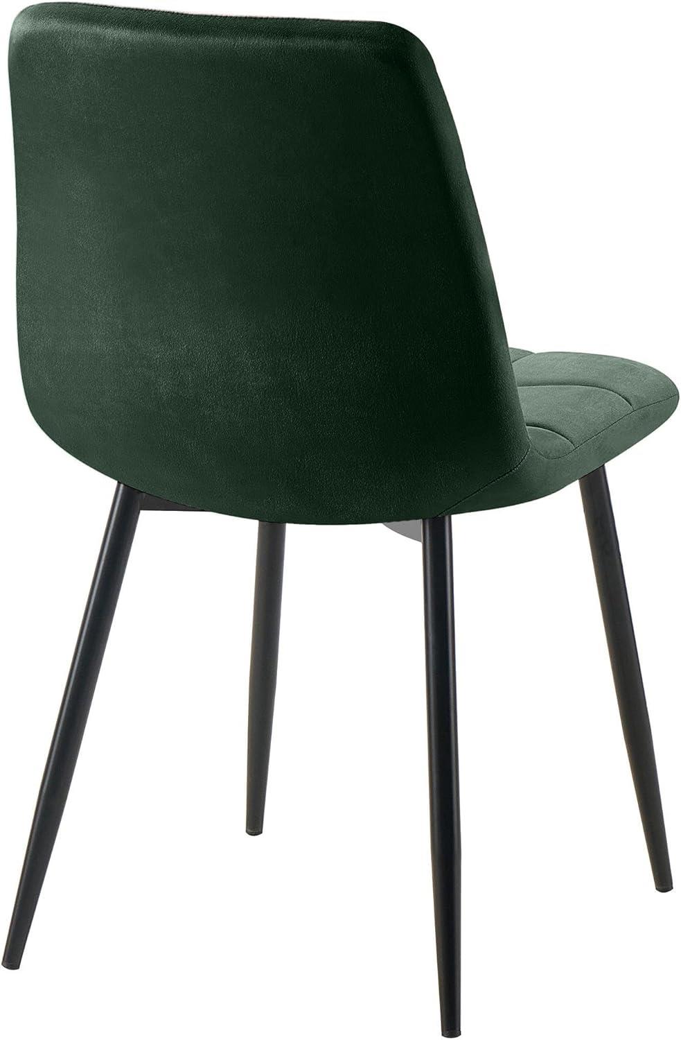 Modern Grey Glass Dining Table Set with 4 Green velvet Chairs Dining Furniture