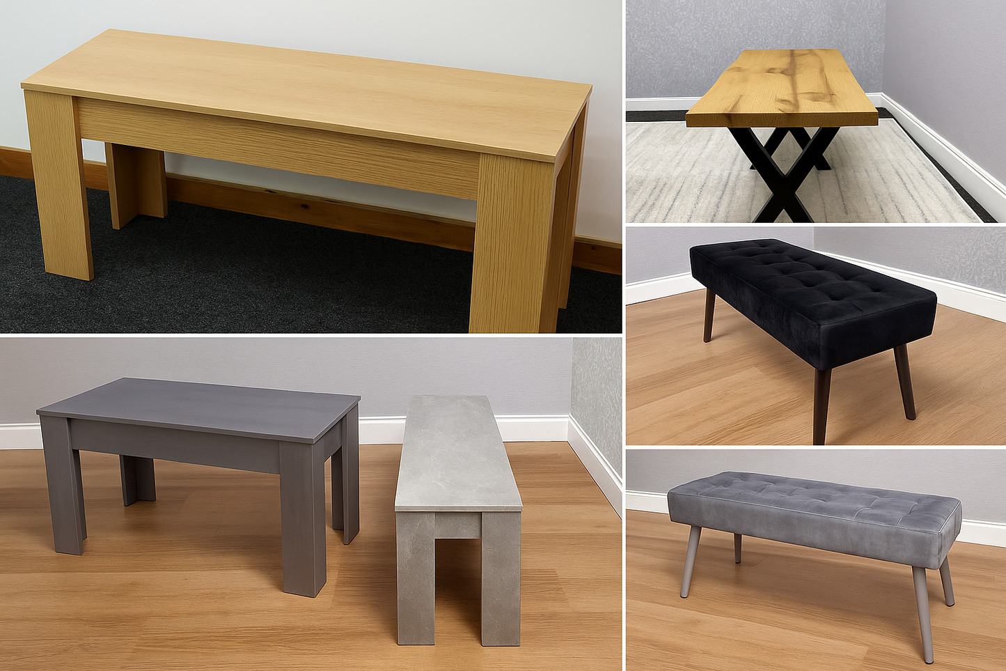 Dining Benches Wooden Bench Velvet Bench Grey Rustic  Black Bench