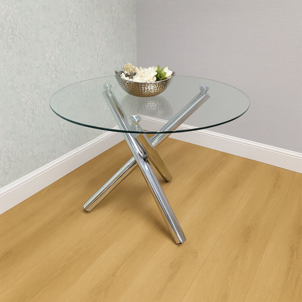 Dining Table Clear Glass Kitchen Place for 4 Seats, Dining Table Only