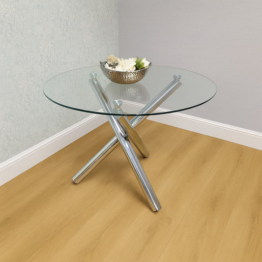 Dining Table Clear Glass Kitchen Place for 4 Seats, Dining Table Only