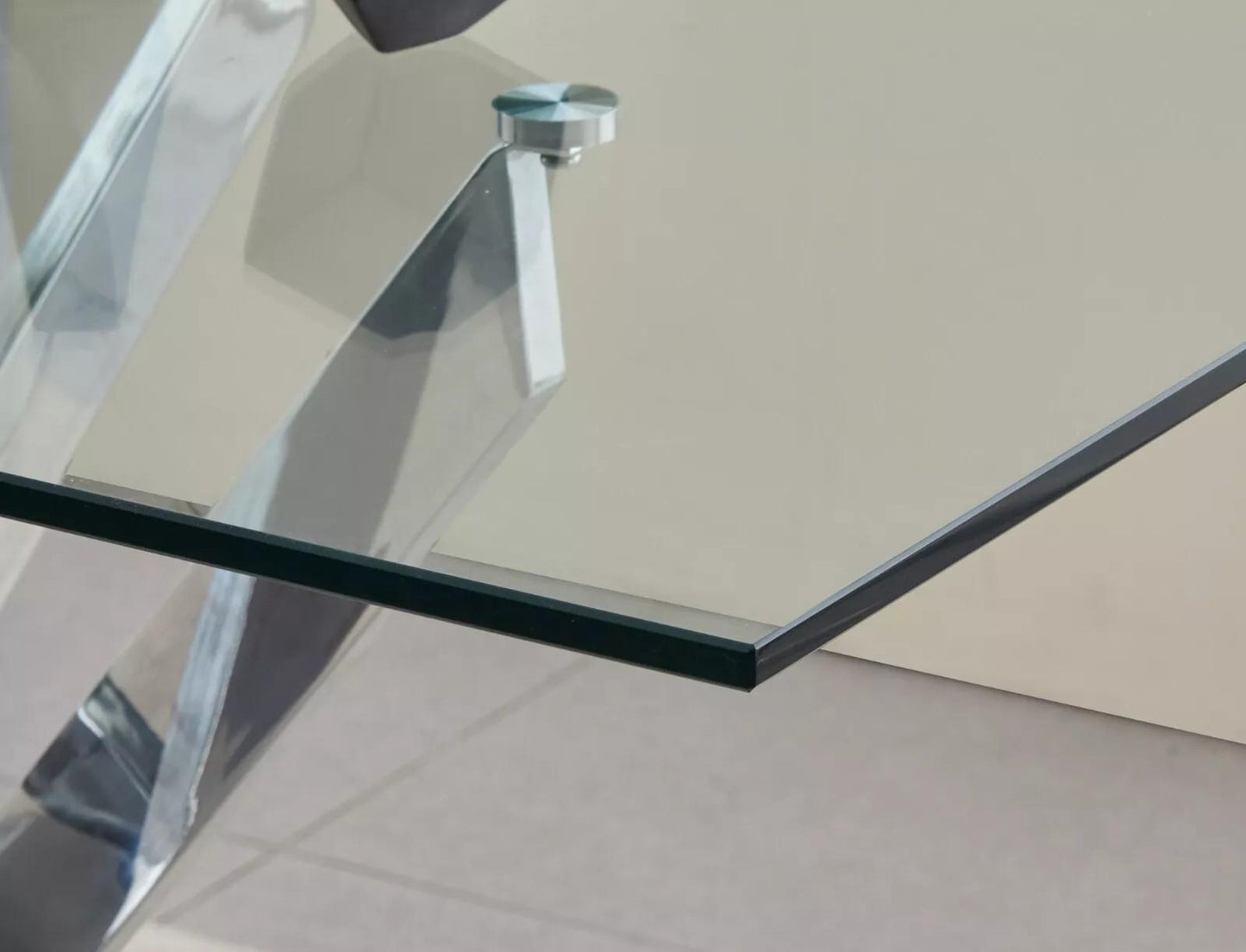 Glass Dining Table with Chrome legs, Rectangle, Living / Dining Room, Kitchen, Furniture