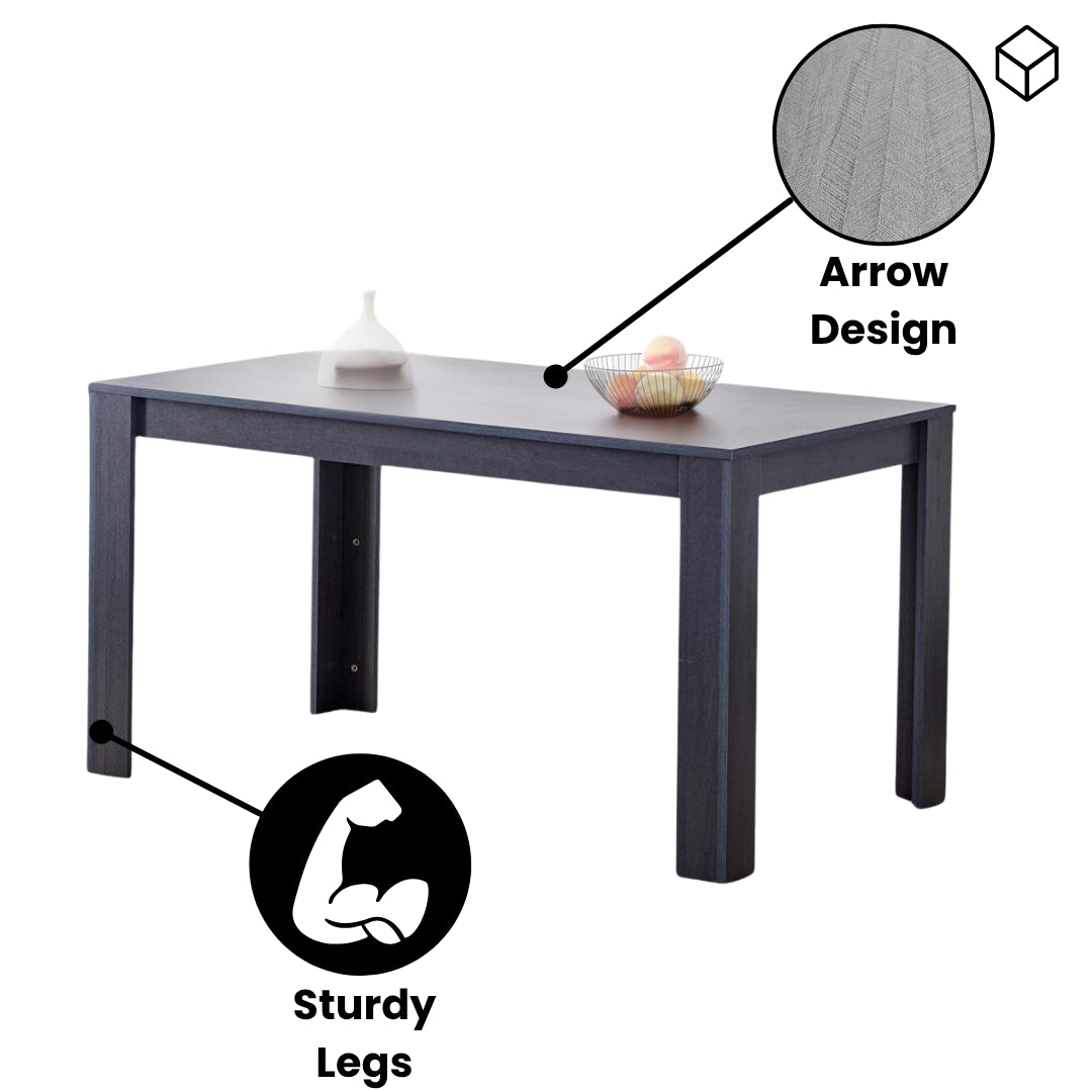 Dining Table and 4 Chairs  Black Dark Grey Velvet Chairs Wood Dining Set Furniture