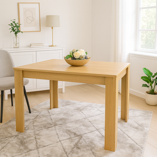 Dining Table Beige Wood Kitchen Place for 6 Seats, Dining Table Only