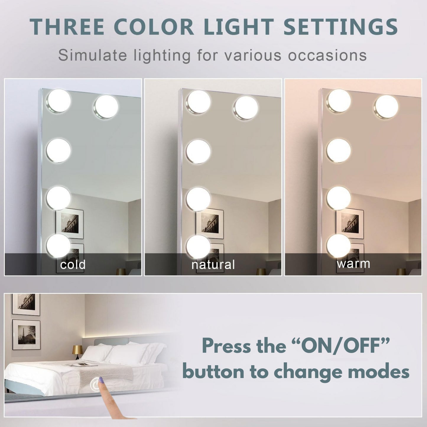 DOUBS Dressing Table Vanity Makeup Desk With LED Mirror And Stool 4 Drawers