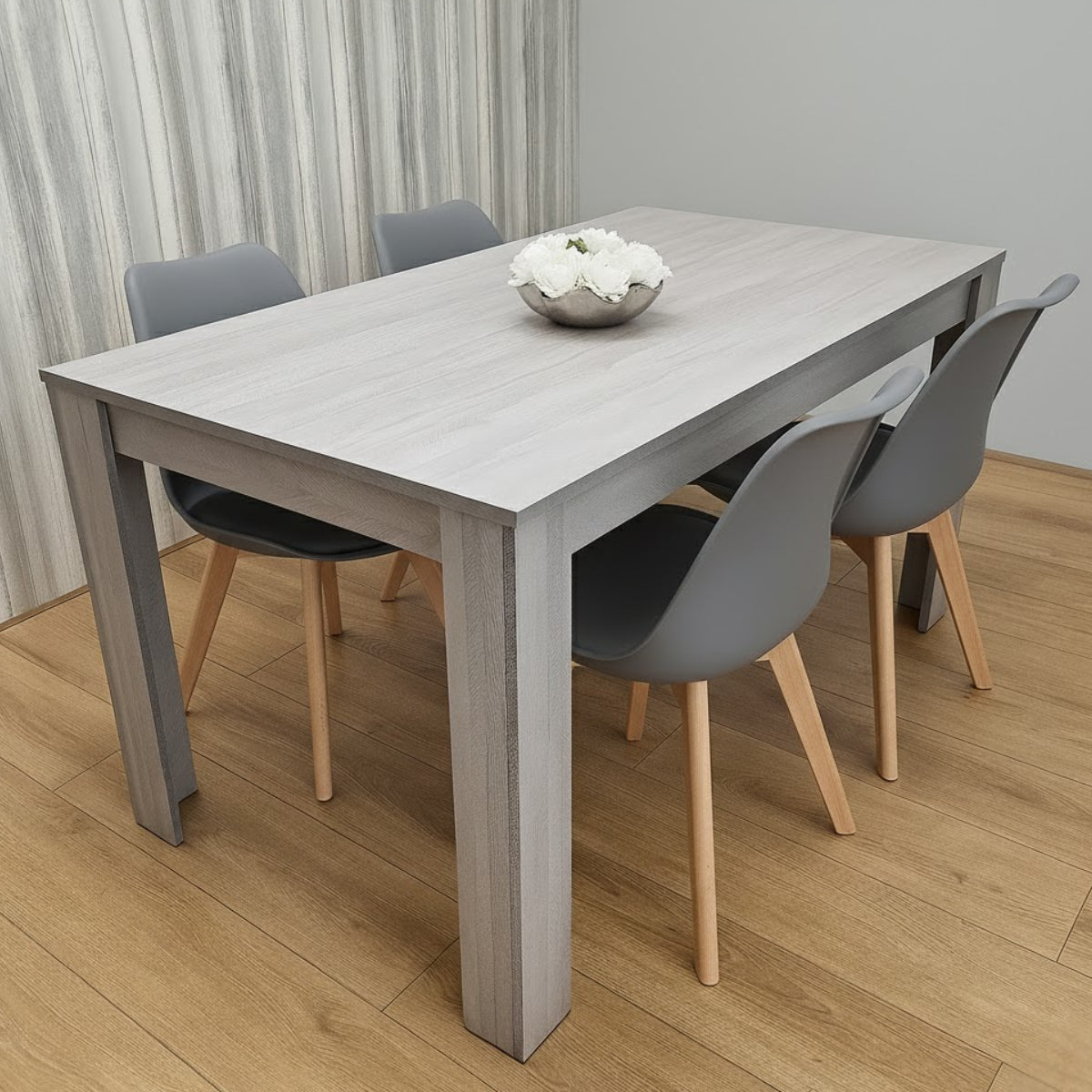 Grey Dining Table Set With 4 Grey Plastic Chairs Dining Home Furniture